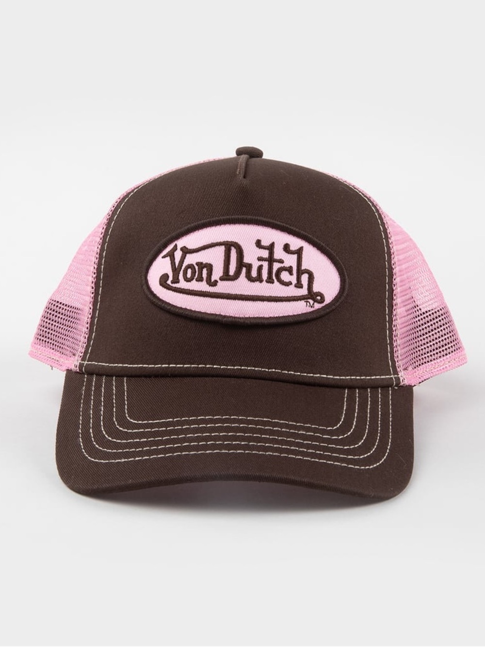 🆕 Von Dutch Staple Brown Pink Trucker Hat Mesh Snapback Y2K NWT - Picture 2 of 3